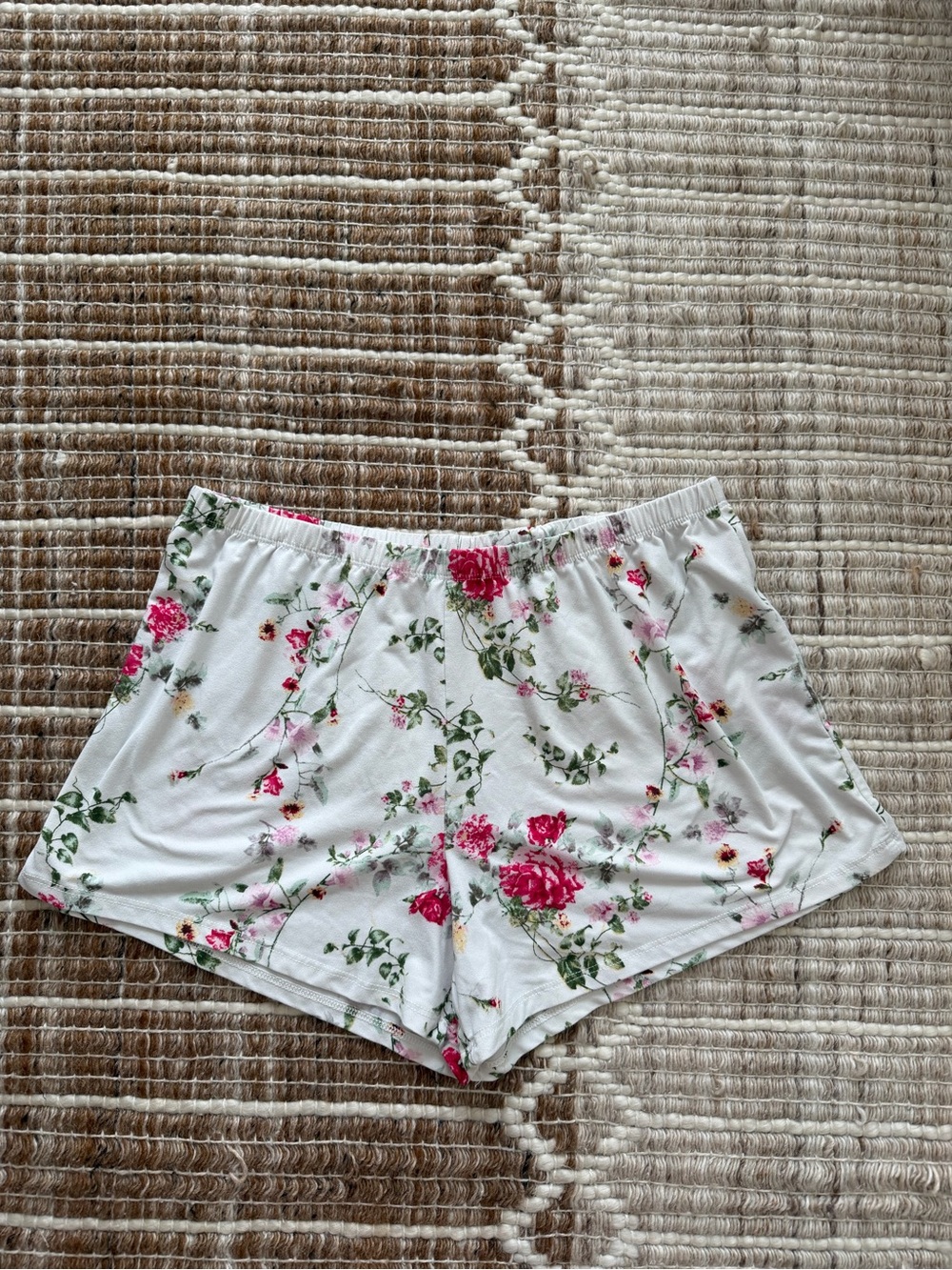 Flora Nikrooz White Sleep Shorts with Pink Floral Print